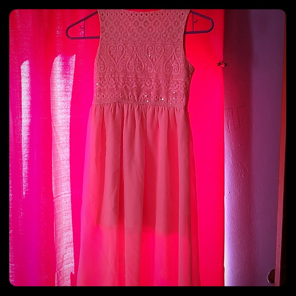 Little girls peach holiday dress